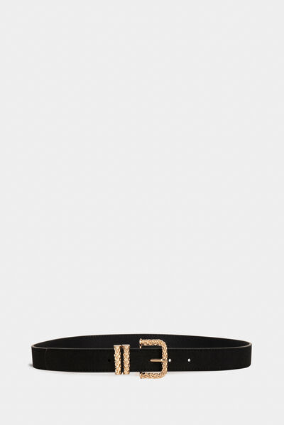 Belt with twin keepers black ladies'