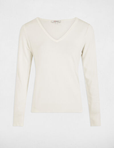 Jumper with V-neck white women