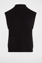 Pull court sans manches noir femme