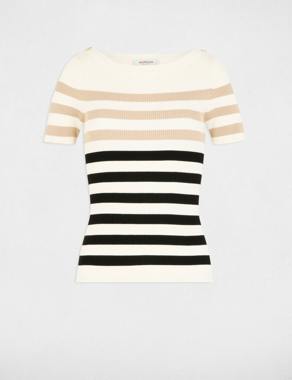 Striped jumper short-sleeves ivory women