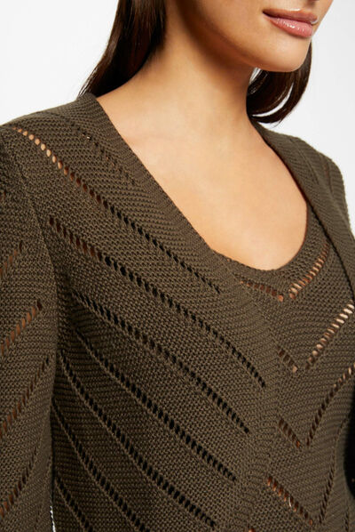 Long-sleeved cardigan openwork details  ladies'