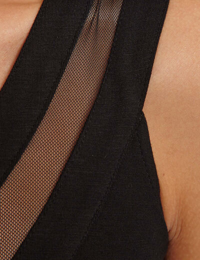 Jersey and tulle top black women