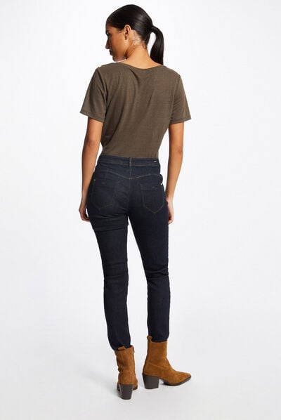 Standard waisted slim jeans raw denim ladies'