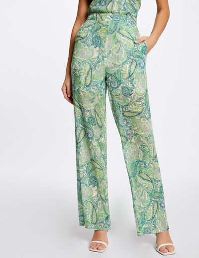 Loose straight trousers paisley print multicolored women