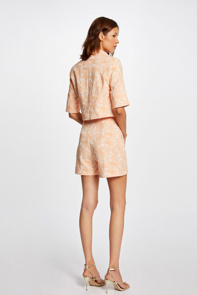 Straight shorts with paisley print orange ladies'