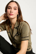 Cardigan short sleeves khaki green women