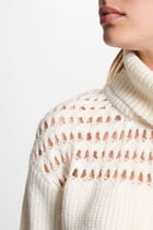 Jumper turtleneck long sleeves ecru women