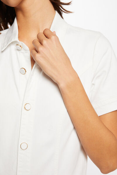Flare buttoned jumpsuit ecru ladies'