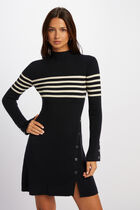 A-line mini knitted dress navy blue women
