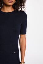 Short trapeze dress navy blue women