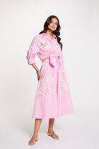 Flared long skirt pink women