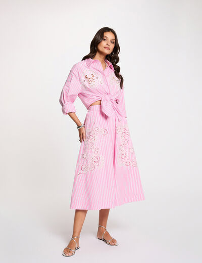 Flared long skirt pink women