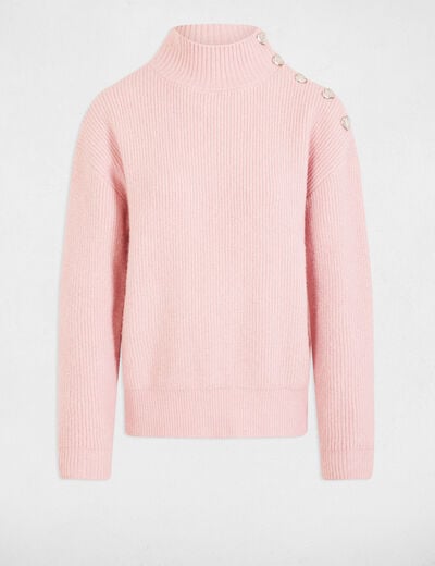 Long-sleeved jumper with buttons light pink women