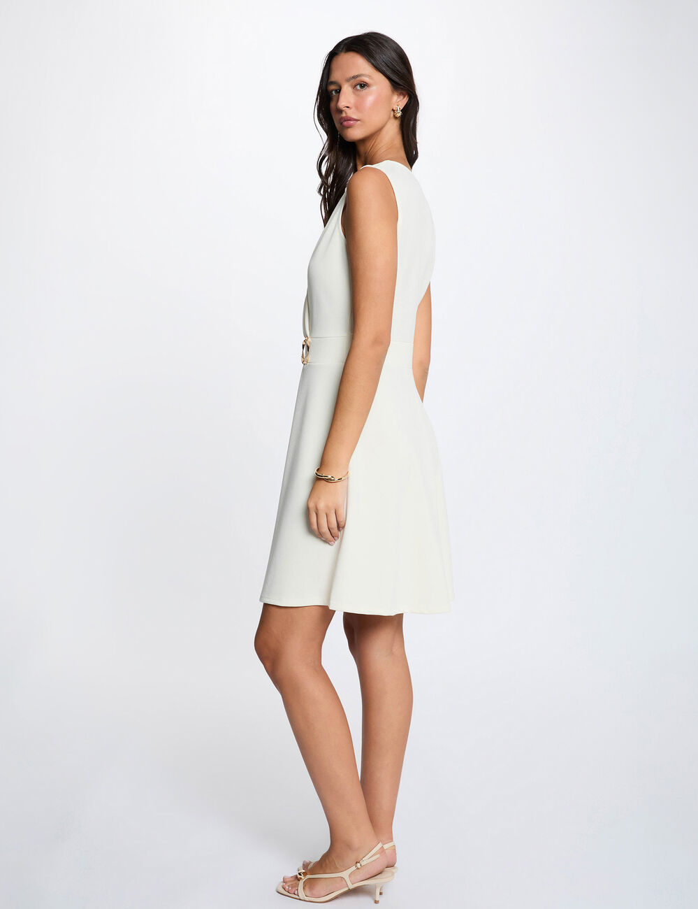 Short wrap dress cream women