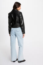 Short faux leather jacket black women