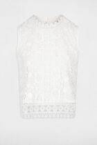 Sleeveless lace top ecru women