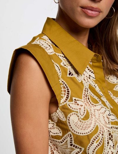 Sleeveless shirt khaki green women