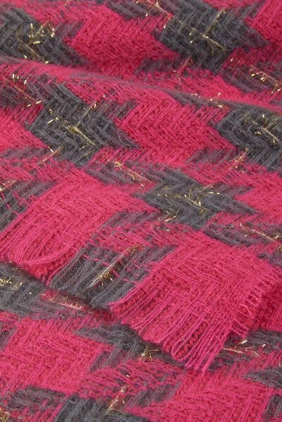 Scarf with houndstooth print pink ladies'