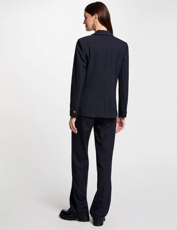 pantalon flare a rayures bleu marine femme Pantalon flare à rayures bleu marine femme