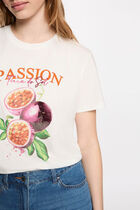 Printed t-shirt with round neck white women
