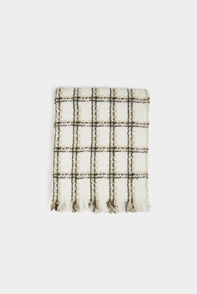 Check print scarf beige ladies'