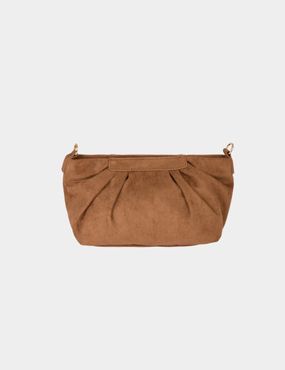 Suede crossbody bag cognac brown women