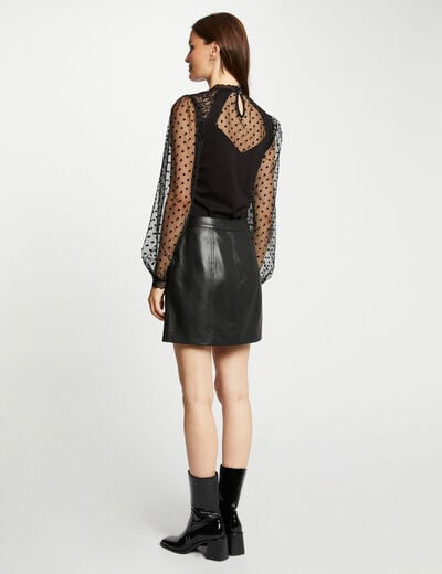 Long-sleeved t-shirt with lace black women