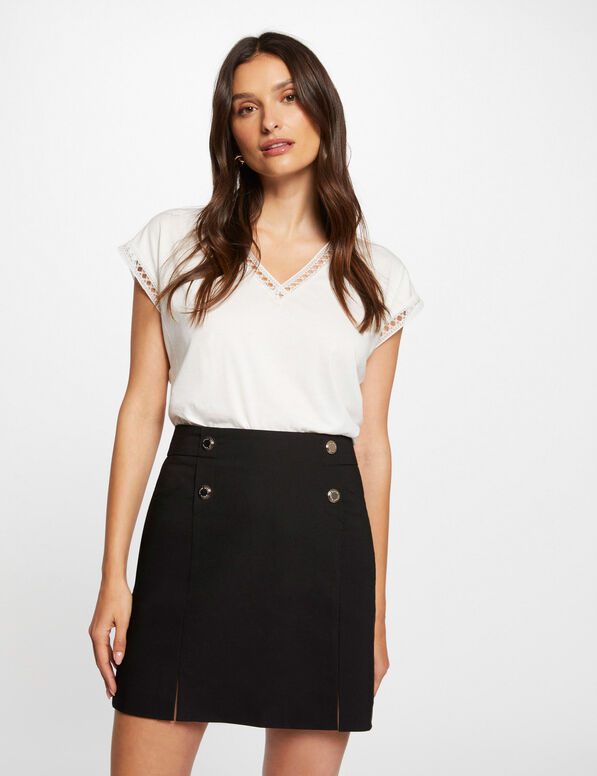 jupe courte a boutons noir femme Jupe courte à boutons noir femme