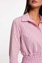Striped shirt with a notched collar pink women