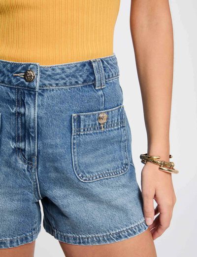 Slim denim shorts stone wash denim women