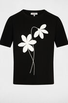 Straight t-shirt with round neck black women