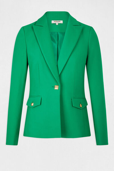Waisted city jacket with long sleeves green ladies'
