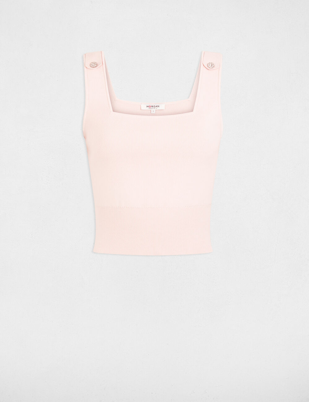 Fitted tank top with square neckline pastel pink women