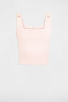 Fitted tank top with square neckline pastel pink women
