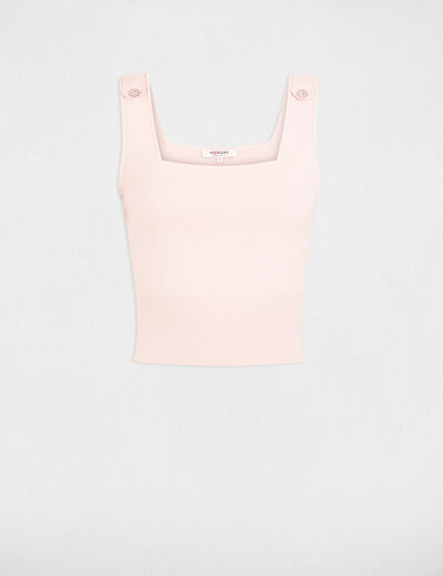 Fitted tank top with square neckline pastel pink women