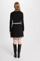 Robe tricot courte trapèze noir femme