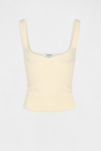 Jumper vest top with V-neck straw yellow ladies'