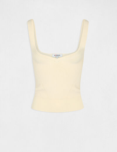 Jumper vest top with V-neck straw yellow ladies'