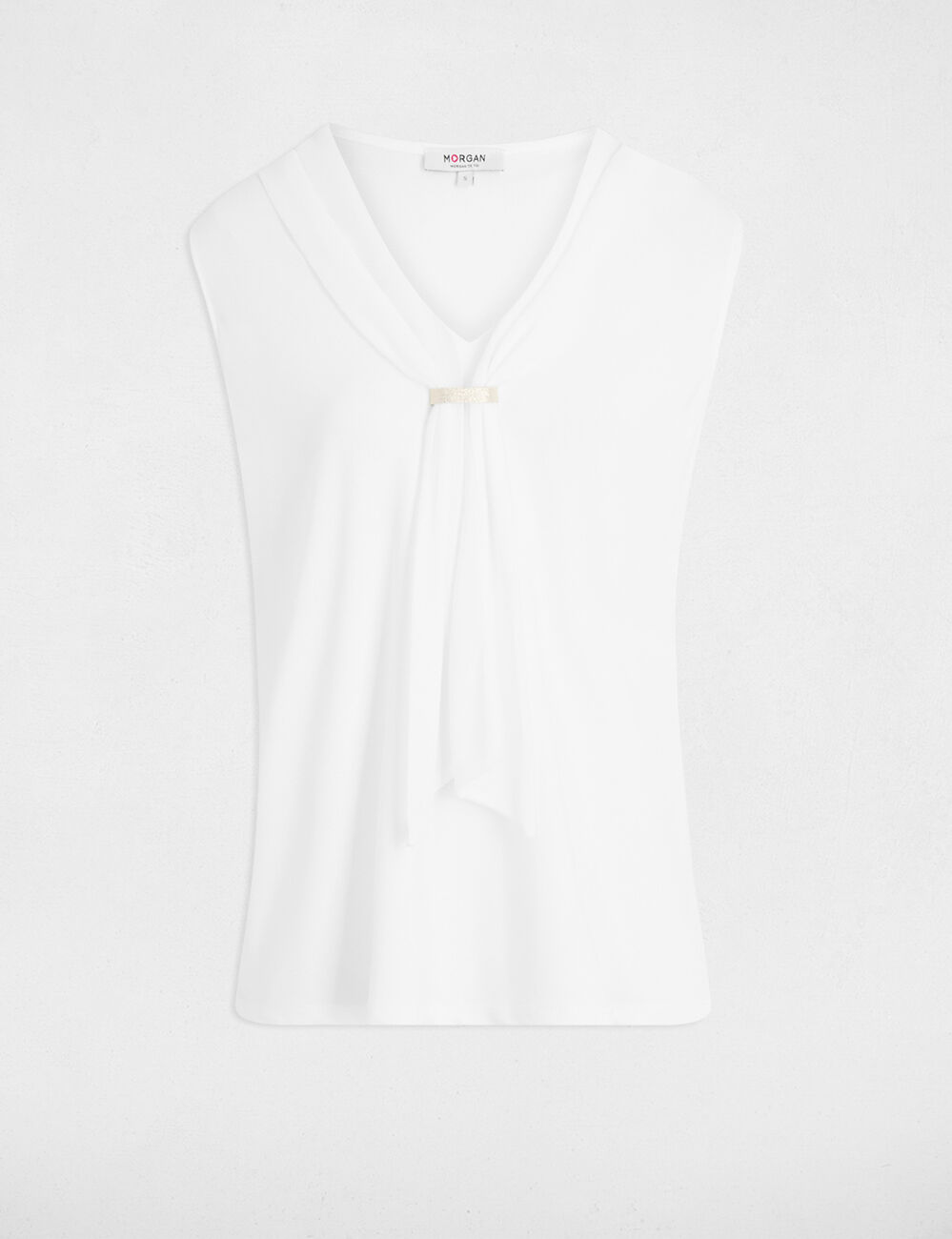 T-shirt with tie neck white women