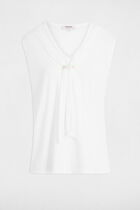 T-shirt with tie neck white women