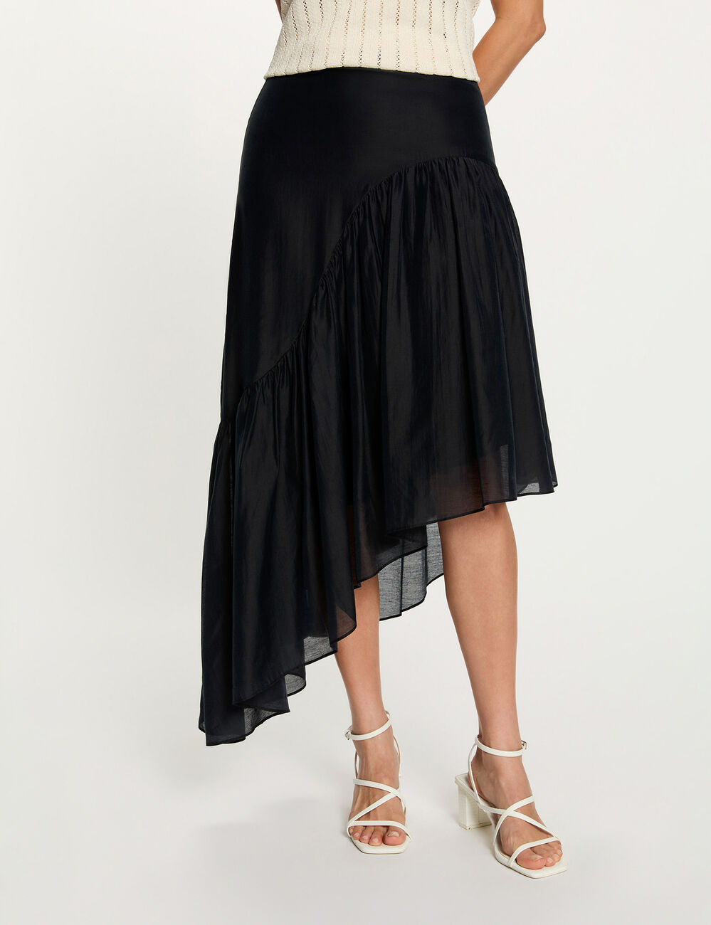 Asymmetric high-waisted skirt navy blue women