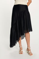 Asymmetric high-waisted skirt navy blue women