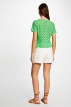 Short-sleeved t-shirt with lace green women