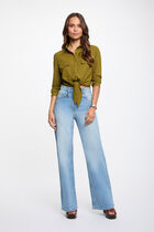 Tied shirt with notched collar women