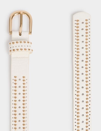 Belt with studs and perforations white women
