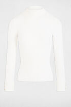 Pull manches longues maille duveteuse ivoire femme