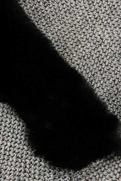 Cape with faux fur details ecru ladies'