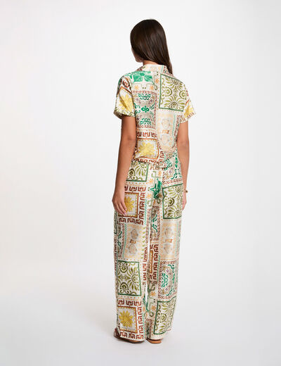 High-waisted wide-leg trousers multicolor women