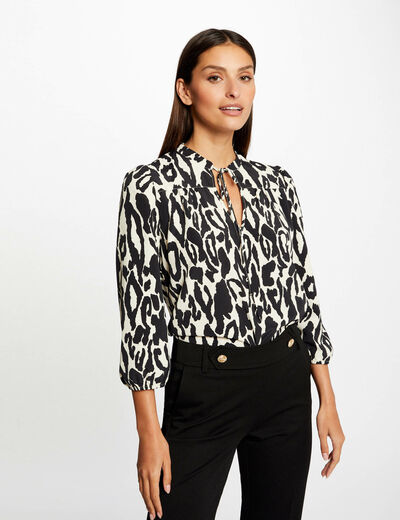 3/4-length sleeved blouse animal print multico ladies'
