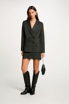 Striped mini skirt anthracite grey women